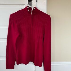NILS Red Women's 1/4 Zip Knit Sweater